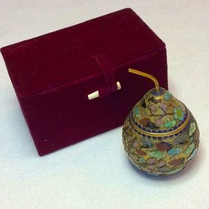 FINAL SALE PRICE Dillard’s Cloisonné Pear Box Ornament w/Red Box